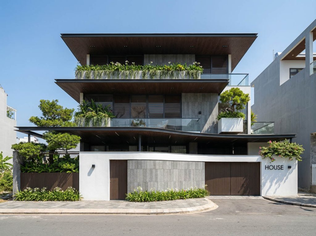 Thiết kế kiến trúc hiện đại – PMH Villa và giải pháp tạo chiều sâu kiến trúc bằng mái bằng nhiều lớp