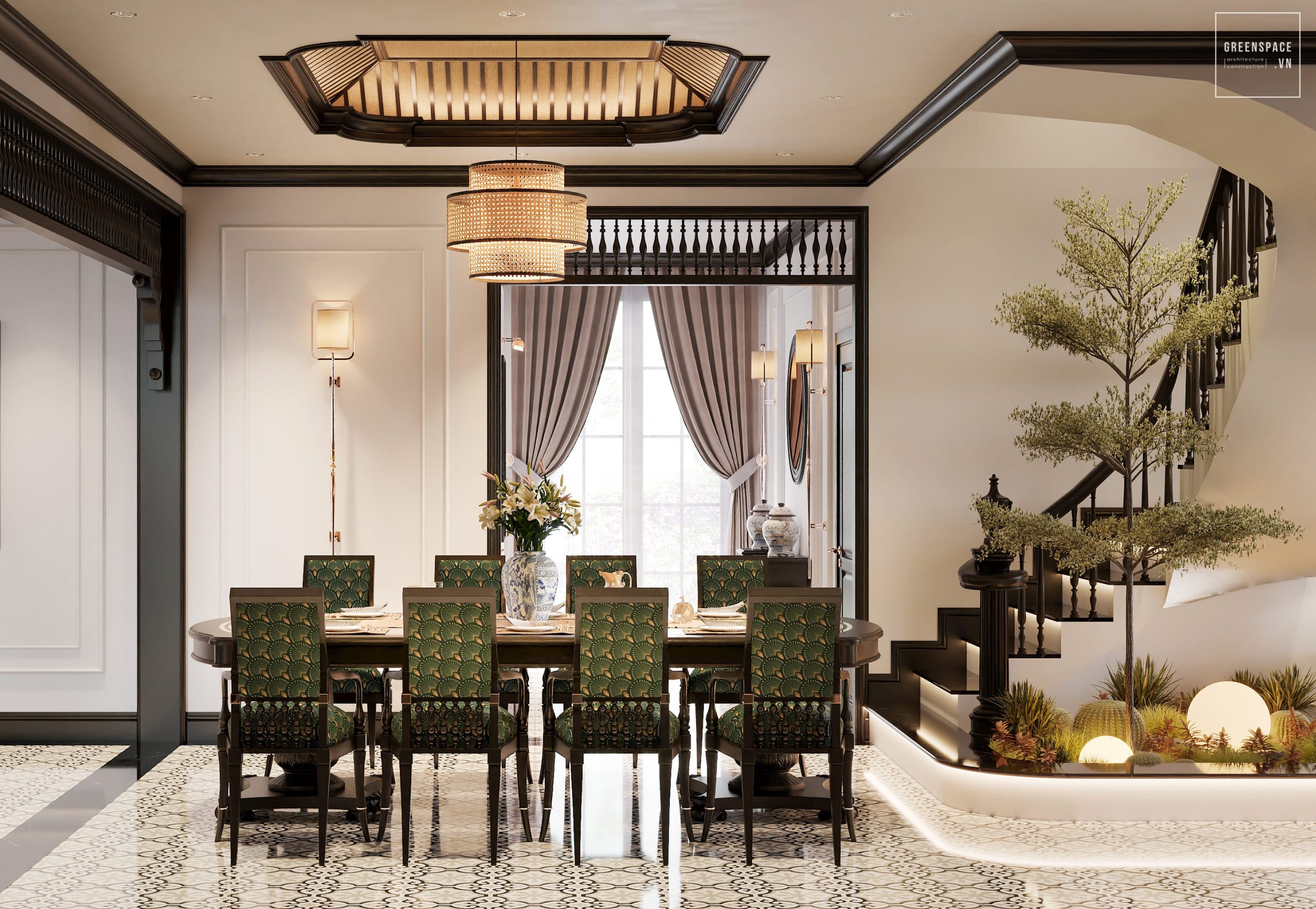thiết kế nội thất biệt thự Indochine Bà Rịa Vũng Tàu 8
